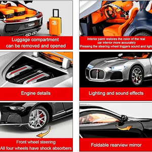 ماشین اسباب بازی فلزی بوگاتی نقره ای سقف آبی کاربنی 1:24 Diecast Bugatti Atlantic_اسباب بازی